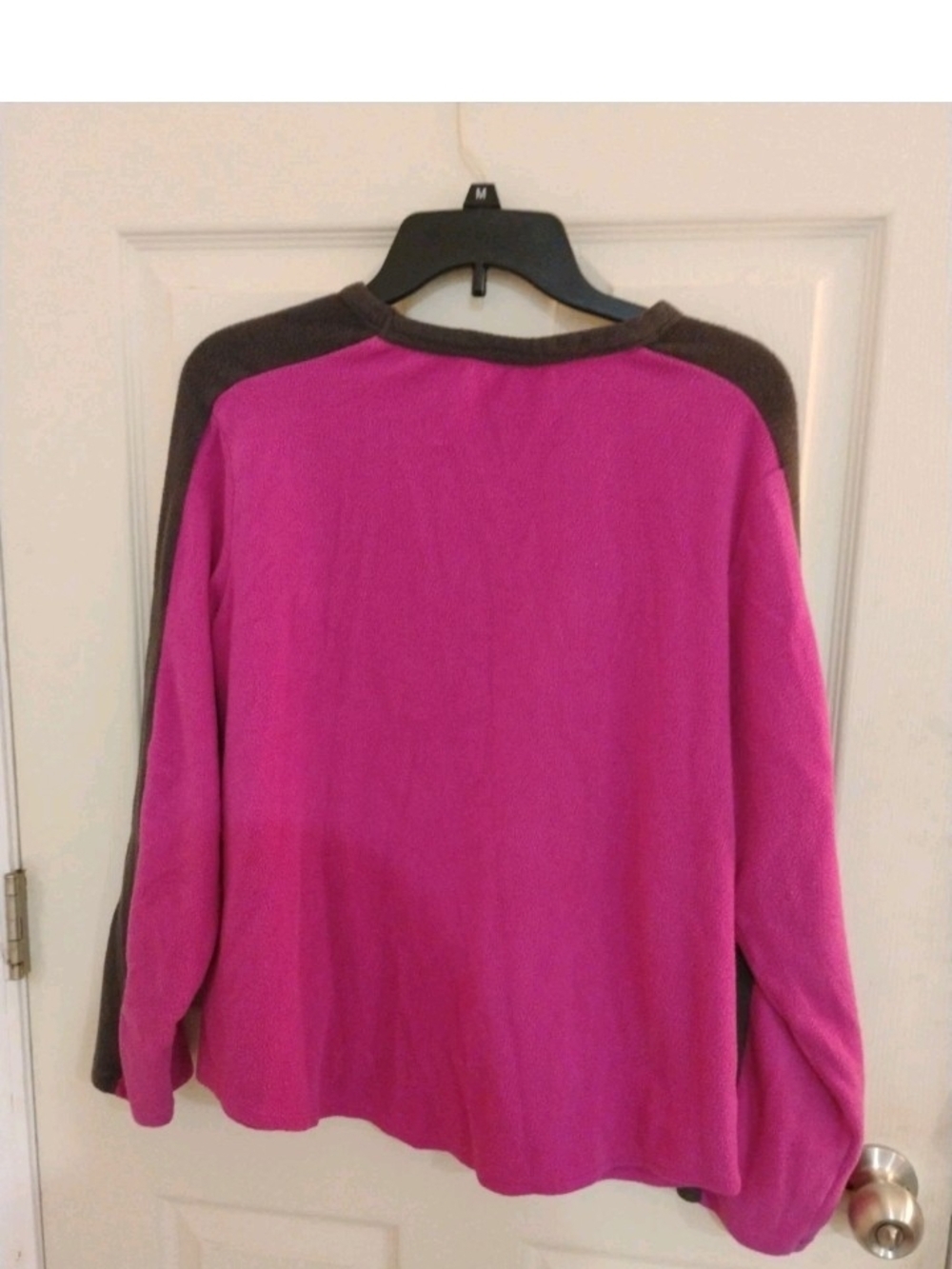 Cuddl Duds Hot Pink Crewneck with Charcoal Trim - Picture 5 of 7